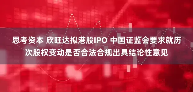 思考资本 欣旺达拟港股IPO 中国证监会要求就历次股权变动是否合法合规出具结论性意见